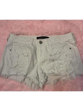 Express White Distressed Denim Shorts Size 6
